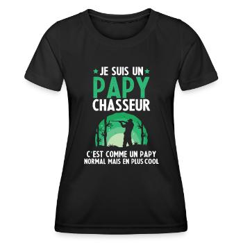 Papy chasseur comme un papy normal mais plus cool - T-shirt sport Femme - noir - Devant - AI Model Female 172 light (172cm)