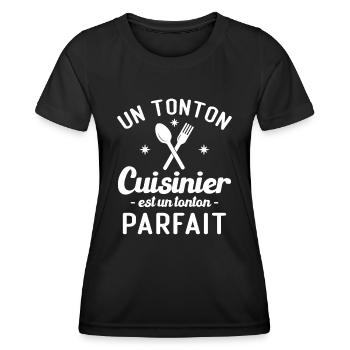 Un tonton cuisinier est un tonton parfait - T-shirt sport Femme - noir - Devant - AI Model Female 172 light (172cm)