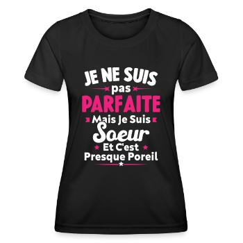 je suis Soeur - T-shirt sport Femme - noir - Devant - AI Model Female 172 light (172cm)