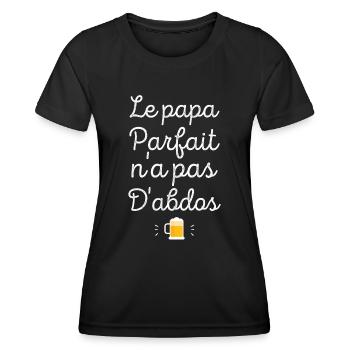 Le papa parfait n'a pas d'abdos - T-shirt sport Femme - noir - Devant - AI Model Female 172 light (172cm)