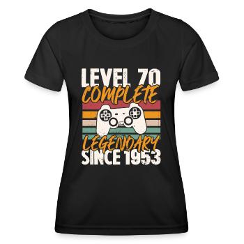 Geburtstagsgeschenk, Level 70 Complete 1953 - Frauen Funktions-T-Shirt - Schwarz - Vorne - AI Model Female 172 light (172cm)