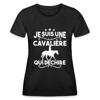 Je suis une cavalière qui déchire - T-shirt sport Femme - noir - Devant - AI Model Female 172 light (172cm)
