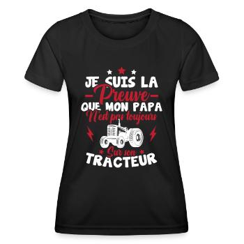 Preuve que mon papa tracteur, Papa agriculteur - T-shirt sport Femme - noir - Devant - AI Model Female 172 light (172cm)