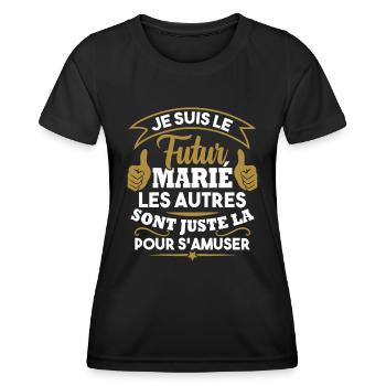 Je suis le futur marié - T-shirt sport Femme - noir - Devant - AI Model Female 172 light (172cm)