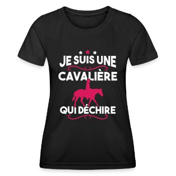 Je suis une cavalière qui déchire - T-shirt sport Femme - noir - Devant - AI Model Female 172 light (172cm)