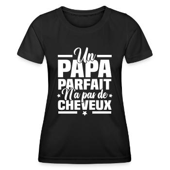 Un papa parfait n'a pas de cheveux - T-shirt sport Femme - noir - Devant - AI Model Female 172 light (172cm)