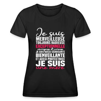Je suis merveilleuse, je suis une mère - T-shirt sport Femme - noir - Devant - AI Model Female 172 light (172cm)