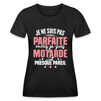 Je ne suis pas parfait mais je suis motard - T-shirt sport Femme - noir - Devant - AI Model Female 172 light (172cm)