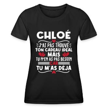 Chloé j'ai pas trouvé ton cadeau idéal... - T-shirt sport Femme - noir - Devant - AI Model Female 172 light (172cm)