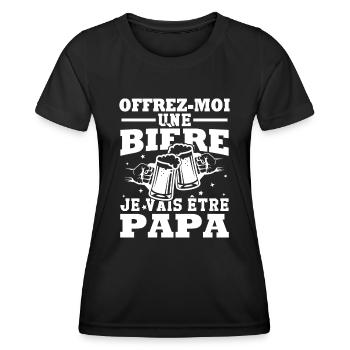 Offrez moi une bière je vais être papa - T-shirt sport Femme - noir - Devant - AI Model Female 172 light (172cm)