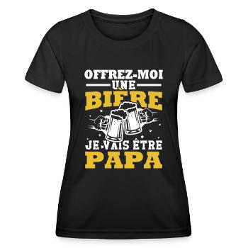 Offrez moi une bière je vais être papa - T-shirt sport Femme - noir - Devant - AI Model Female 172 light (172cm)