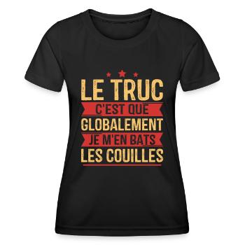 Globalement je m'en bats les couilles - T-shirt sport Femme - noir - Devant - AI Model Female 172 light (172cm)