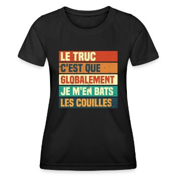 Globalement je m'en bats les couilles - T-shirt sport Femme - noir - Devant - AI Model Female 172 light (172cm)