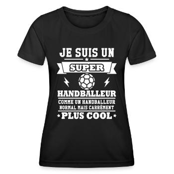 Je suis un super handballeur - T-shirt sport Femme - noir - Devant - AI Model Female 172 light (172cm)