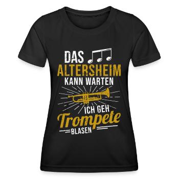 Trompete Musiker Trompeter Orchester Blasmusik - Frauen Funktions-T-Shirt - Schwarz - Vorne - AI Model Female 172 light (172cm)