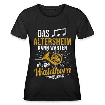 Waldhorn Hornist Orchester Musiker Horn Blasmusik - Frauen Funktions-T-Shirt - Schwarz - Vorne - AI Model Female 172 light (172cm)