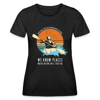 Never Mess With An Old Whitewater Kayaker Kayaking - Frauen Funktions-T-Shirt - Schwarz - Vorne - AI Model Female 172 light (172cm)