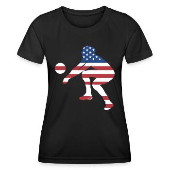 Sport Us Flag Volleyball - Frauen Funktions-T-Shirt - Schwarz - Vorne - AI Model Female 172 light (172cm)