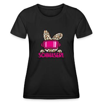 Skihaserl - Skifahrerin Pisten Häschen [00119] - Frauen Funktions-T-Shirt - Schwarz - Vorne - AI Model Female 172 light (172cm)