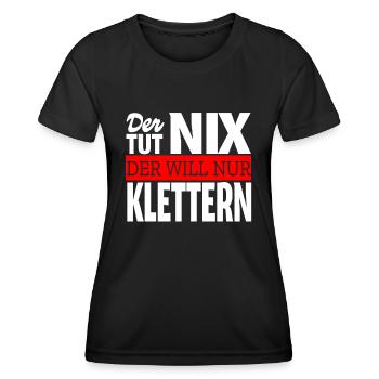 Klettern Sportklettern Kletterurlaub Kletterer - Frauen Funktions-T-Shirt - Schwarz - Vorne - AI Model Female 172 light (172cm)