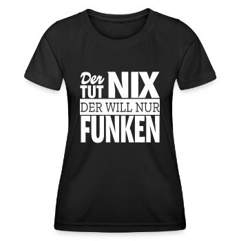 Funken Amateurfunker Funker Geschenkidee Spruch - Frauen Funktions-T-Shirt - Schwarz - Vorne - AI Model Female 172 light (172cm)