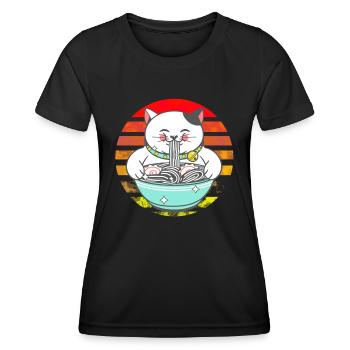 Chinesische Katze Chinesische Nudeln - Frauen Funktions-T-Shirt - Schwarz - Vorne - AI Model Female 172 light (172cm)