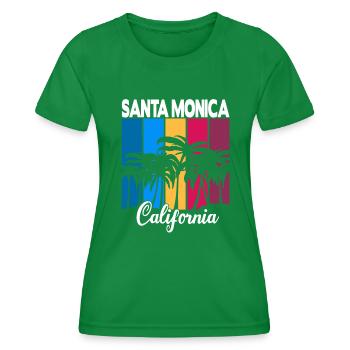Vintage Santa Monica California Palmen - Frauen Funktions-T-Shirt - Kelly Green - Vorne - AI Model Female 172 dark (172cm)