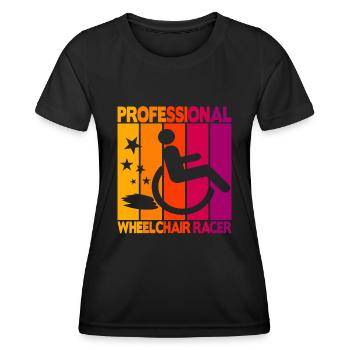Coureur professionnel en fauteuil roulant - T-shirt sport Femme - noir - Devant - AI Model Female 172 light (172cm)