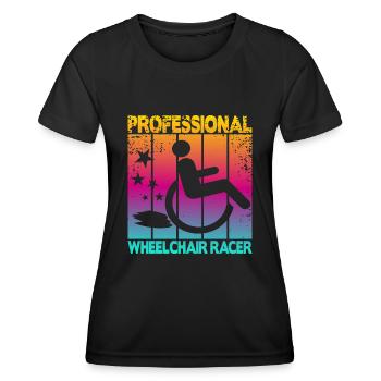Coureur professionnel en fauteuil roulant - T-shirt sport Femme - noir - Devant - AI Model Female 172 light (172cm)