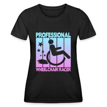Coureur professionnel en fauteuil roulant - T-shirt sport Femme - noir - Devant - AI Model Female 172 light (172cm)