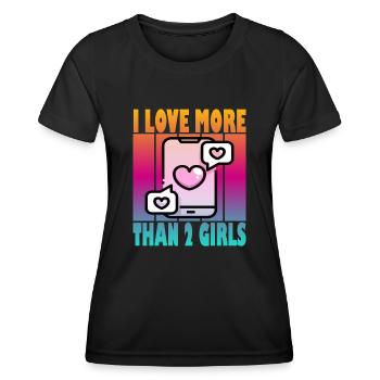 J’aime plus de 2 filles - Polyamor - T-shirt sport Femme - noir - Devant - AI Model Female 172 light (172cm)