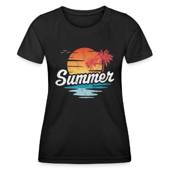 Sommer - Frauen Funktions-T-Shirt - Schwarz - Vorne - AI Model Female 172 light (172cm)