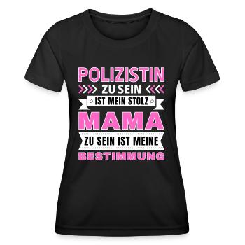 Polizistin zu sein ist mein Stolz; Mama Geschenk - Frauen Funktions-T-Shirt - Schwarz - Vorne - AI Model Female 172 light (172cm)