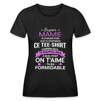 Super mamie on t'aime tu es formidable grand mère - T-shirt sport Femme - noir - Devant - AI Model Female 172 light (172cm)