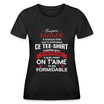 Super mamie on t'aime cadeau grand mère - T-shirt sport Femme - noir - Devant - AI Model Female 172 light (172cm)