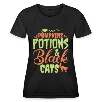Halloween - Cats and Potions - Women's Functional T-Shirt - black - Front - AI Model Female 172 light (172cm)