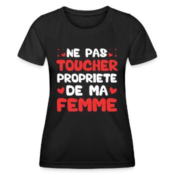 Ne pas toucher propriété de ma femme - T-shirt sport Femme - noir - Devant - AI Model Female 172 light (172cm)