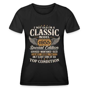 Cadeau d’anniversaire classique 1955 Vintage - T-shirt sport Femme - noir - Devant - AI Model Female 172 light (172cm)
