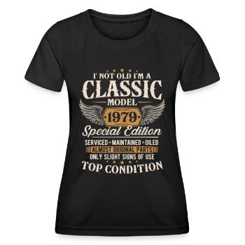 Cadeau d’anniversaire classique 1979 Vintage - T-shirt sport Femme - noir - Devant - AI Model Female 172 light (172cm)