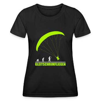 Gleitschirmfliegen Evolution - Frauen Funktions-T-Shirt - Schwarz - Vorne - AI Model Female 172 light (172cm)