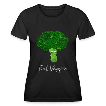 Mangez des légumes brocoli légumes - T-shirt sport Femme - noir - Devant - AI Model Female 172 light (172cm)