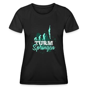 Vintage Wasserspringen Geschenk - Frauen Funktions-T-Shirt - Schwarz - Vorne - AI Model Female 172 light (172cm)