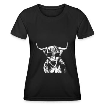 Bovins Highland écossais Bovins Highland Schottla - T-shirt sport Femme - noir - Devant - AI Model Female 172 light (172cm)