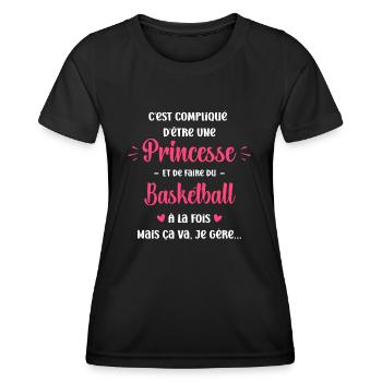 Compliqué princesse et de faire du basketball - T-shirt sport Femme - noir - Devant - AI Model Female 172 light (172cm)