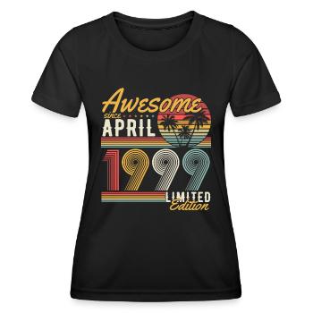 Avril 1999 Vintage Anniversaire Vintage Rétro - T-shirt sport Femme - noir - Devant - AI Model Female 172 light (172cm)