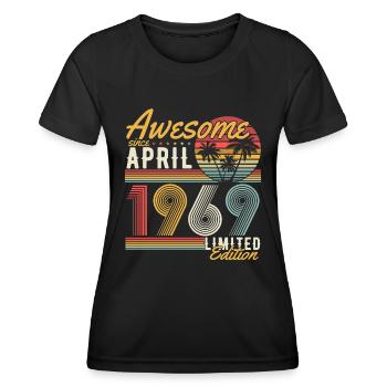 Avril 1969 Vintage anniversaire rétro cadeau - T-shirt sport Femme - noir - Devant - AI Model Female 172 light (172cm)