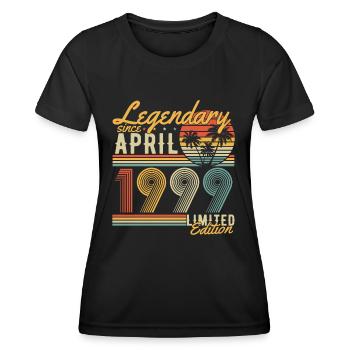 Légendaire depuis avril 1999 Vintage Birthday - T-shirt sport Femme - noir - Devant - AI Model Female 172 light (172cm)