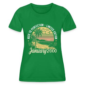 2000 Geburtstag Januar 2000 - Geschenk Januar 2000 - Frauen Funktions-T-Shirt - Kelly Green - Vorne - AI Model Female 172 dark (172cm)