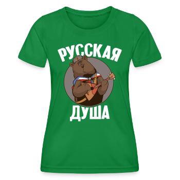 Russischer Bär mit Balalaika Russische Flagge - Frauen Funktions-T-Shirt - Kelly Green - Vorne - AI Model Female 172 dark (172cm)