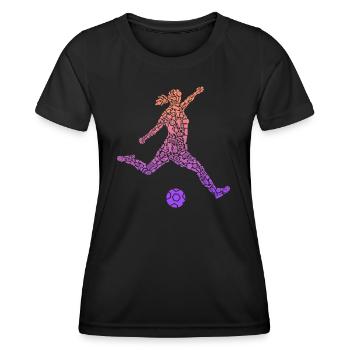 Fußball Spielerin Symbole Mädchen Fußballerin - Frauen Funktions-T-Shirt - Schwarz - Vorne - AI Model Female 172 light (172cm)